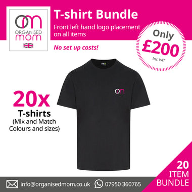 20 x Pro RTX T-Shirts - Customised with your company logo - Includes left hand front embroidery