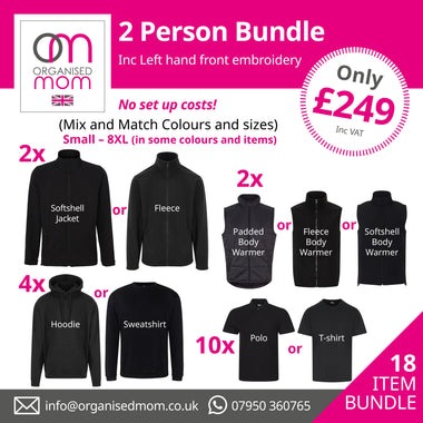 2 Person Pro RTX Workwear Bundle - 18 items - Customised with your company logo - Includes left hand front embroidery