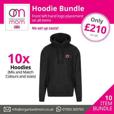 10 x Pro Rtx Pullover Hoodies - Customised with your company logo - Includes left hand front embroidery
