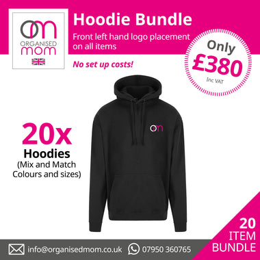 20 x Pro RTX Pullover Hoodies - Customised with your company logo - Includes left hand front embroidery