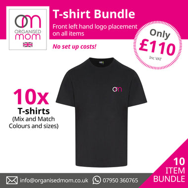 10 x Tshirts - Customised with your company logo - Includes left hand front embroidery