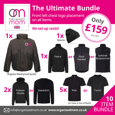 The Ultimate Bundle - 10 Items - Regatta Coat - Pro RTX Clothing - Customised with your company logo - Includes left hand front embroidery
