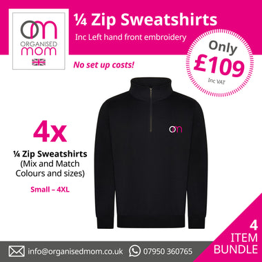 4 x Pro RTX 1/4 Zip Sweatshirts - Customised with your company logo