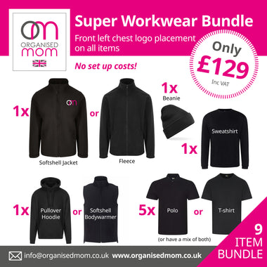 Super Workwear Bundle - 9 x Items -  Pro RTX - Customised with your company logo - Includes left hand front embroidery