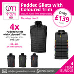 4 x Padded Gilet with Colured Trim -  Customise with your company logo